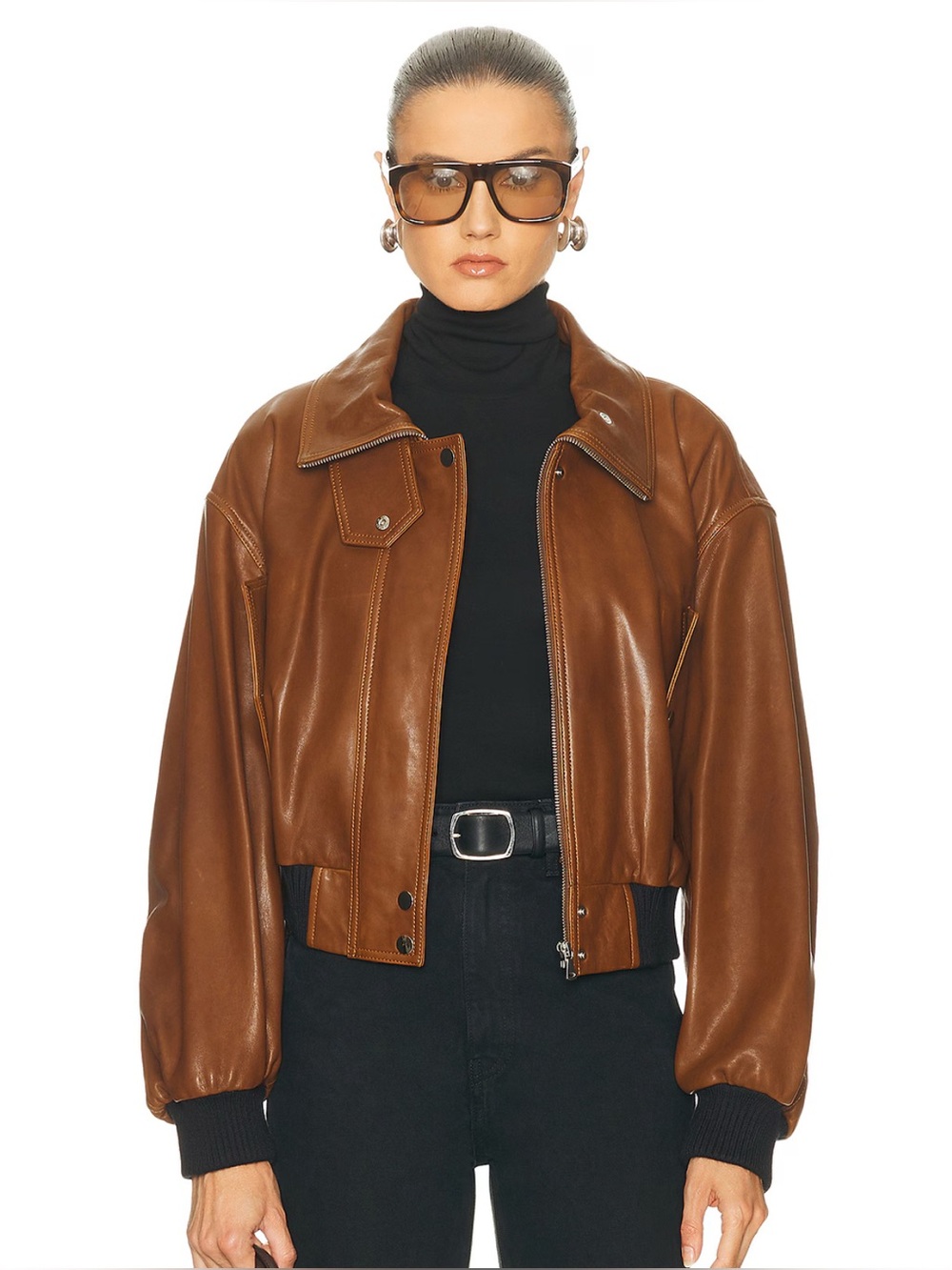 Nour Hammour Briar Leather Bomber Jacket